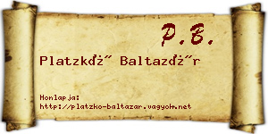 Platzkó Baltazár névjegykártya